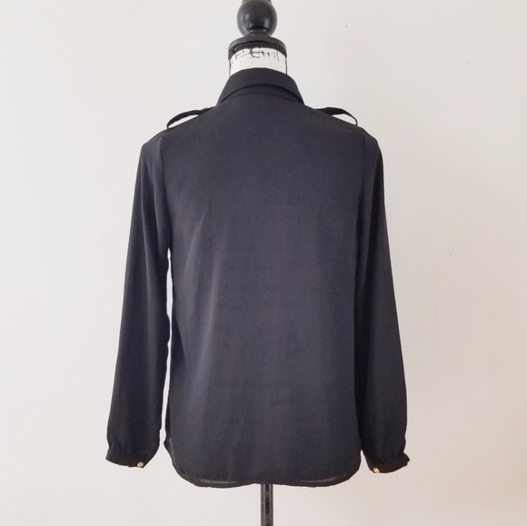 Mauve black sheer longsleeve button down blouse - Picture 2 of 8